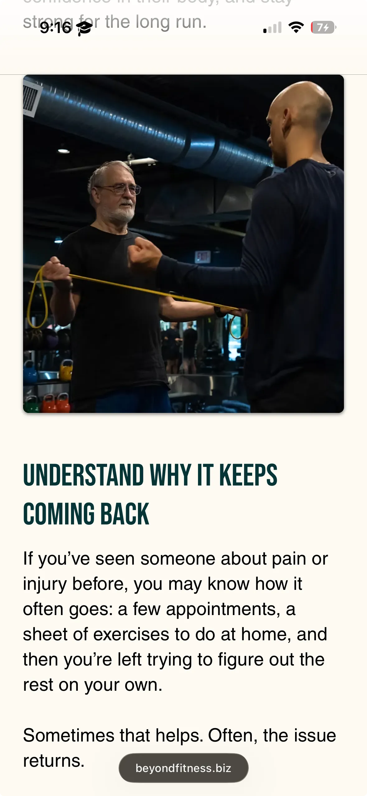 Beyond Fitness on mobile